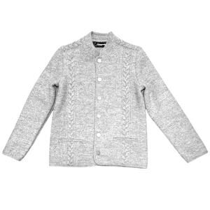 Vintage Giesswein Boys Cardigan Boiled Wool Austrian Tyrolean Alpine Gray 14